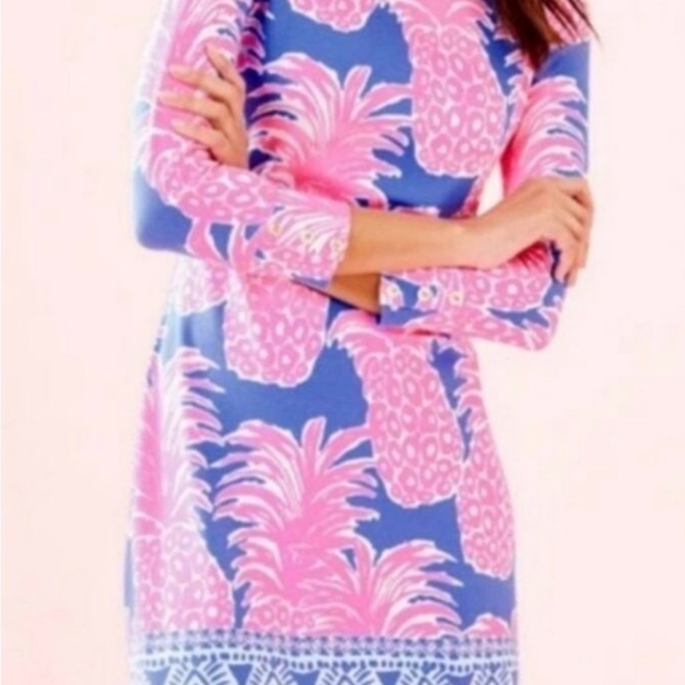 Lilly Pulitzer UPF 50+ Sophia Dress Blue Heaven Little Flamenco Small